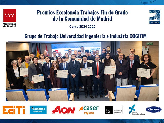 La XI edición de los “Premios a la Excelencia de los Trabajos Fin de Grado” de COGITI Madrid premian el talento joven, la innovación y la ingeniería sostenible